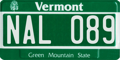 VT license plate NAL089