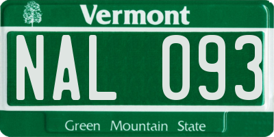 VT license plate NAL093