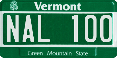 VT license plate NAL100