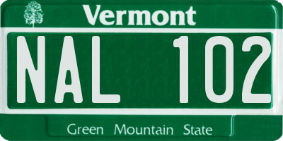VT license plate NAL102