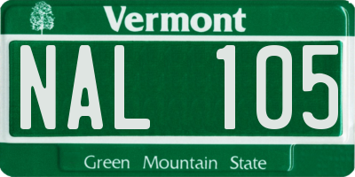 VT license plate NAL105