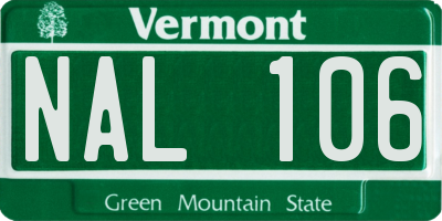 VT license plate NAL106