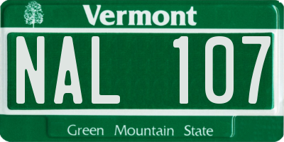 VT license plate NAL107