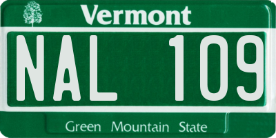 VT license plate NAL109