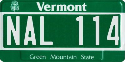 VT license plate NAL114