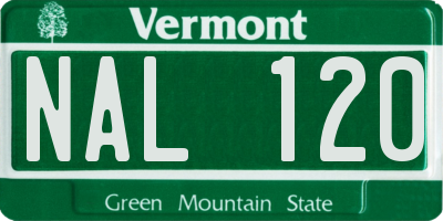 VT license plate NAL120