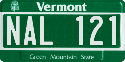 VT license plate NAL121