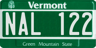VT license plate NAL122