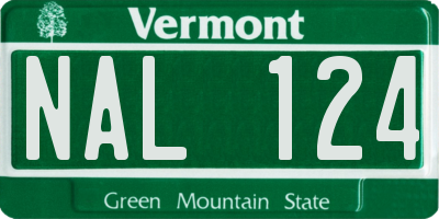 VT license plate NAL124
