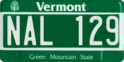 VT license plate NAL129