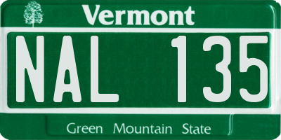 VT license plate NAL135
