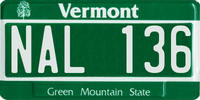 VT license plate NAL136