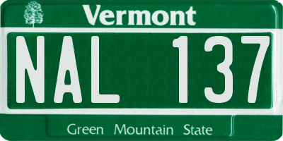 VT license plate NAL137