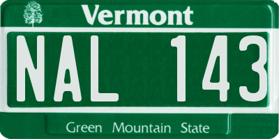 VT license plate NAL143