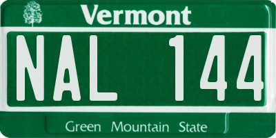 VT license plate NAL144