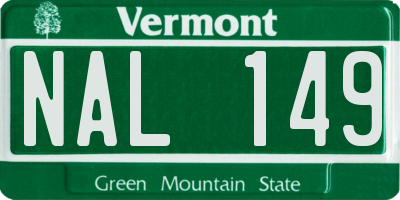 VT license plate NAL149