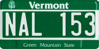 VT license plate NAL153