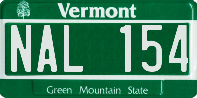 VT license plate NAL154