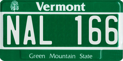VT license plate NAL166