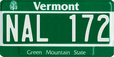VT license plate NAL172