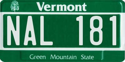 VT license plate NAL181