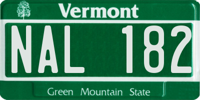VT license plate NAL182