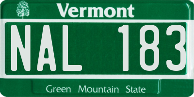 VT license plate NAL183