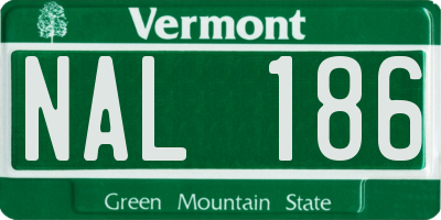 VT license plate NAL186