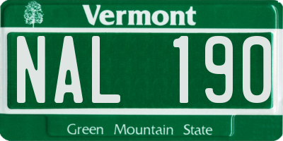 VT license plate NAL190