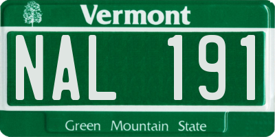 VT license plate NAL191