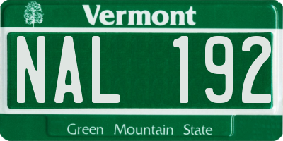 VT license plate NAL192