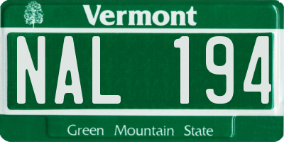VT license plate NAL194