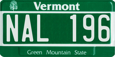 VT license plate NAL196