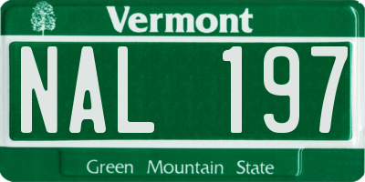 VT license plate NAL197