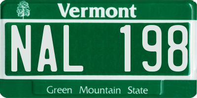 VT license plate NAL198