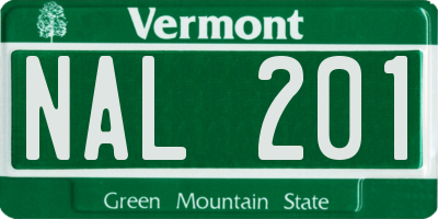 VT license plate NAL201