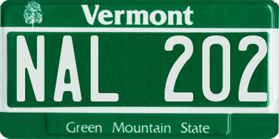 VT license plate NAL202
