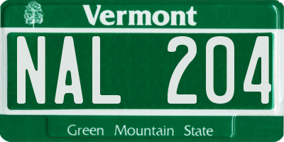 VT license plate NAL204