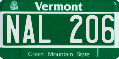 VT license plate NAL206
