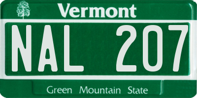 VT license plate NAL207
