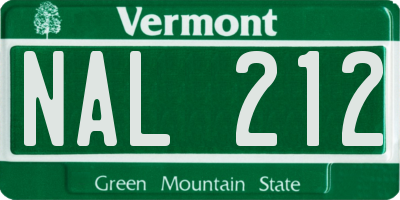 VT license plate NAL212