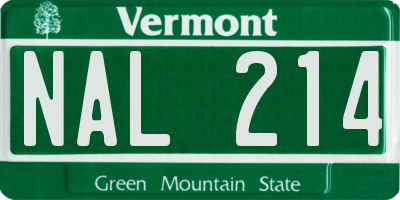 VT license plate NAL214