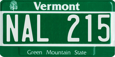 VT license plate NAL215