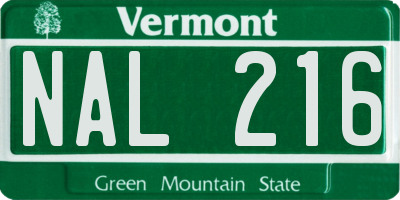 VT license plate NAL216
