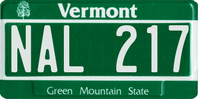 VT license plate NAL217