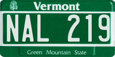 VT license plate NAL219