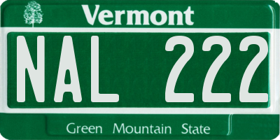 VT license plate NAL222