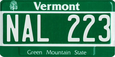 VT license plate NAL223