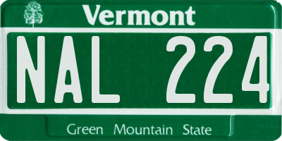 VT license plate NAL224
