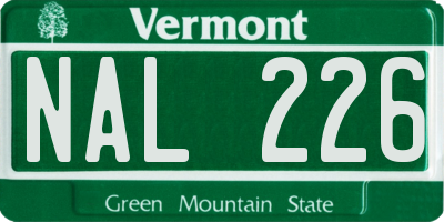VT license plate NAL226